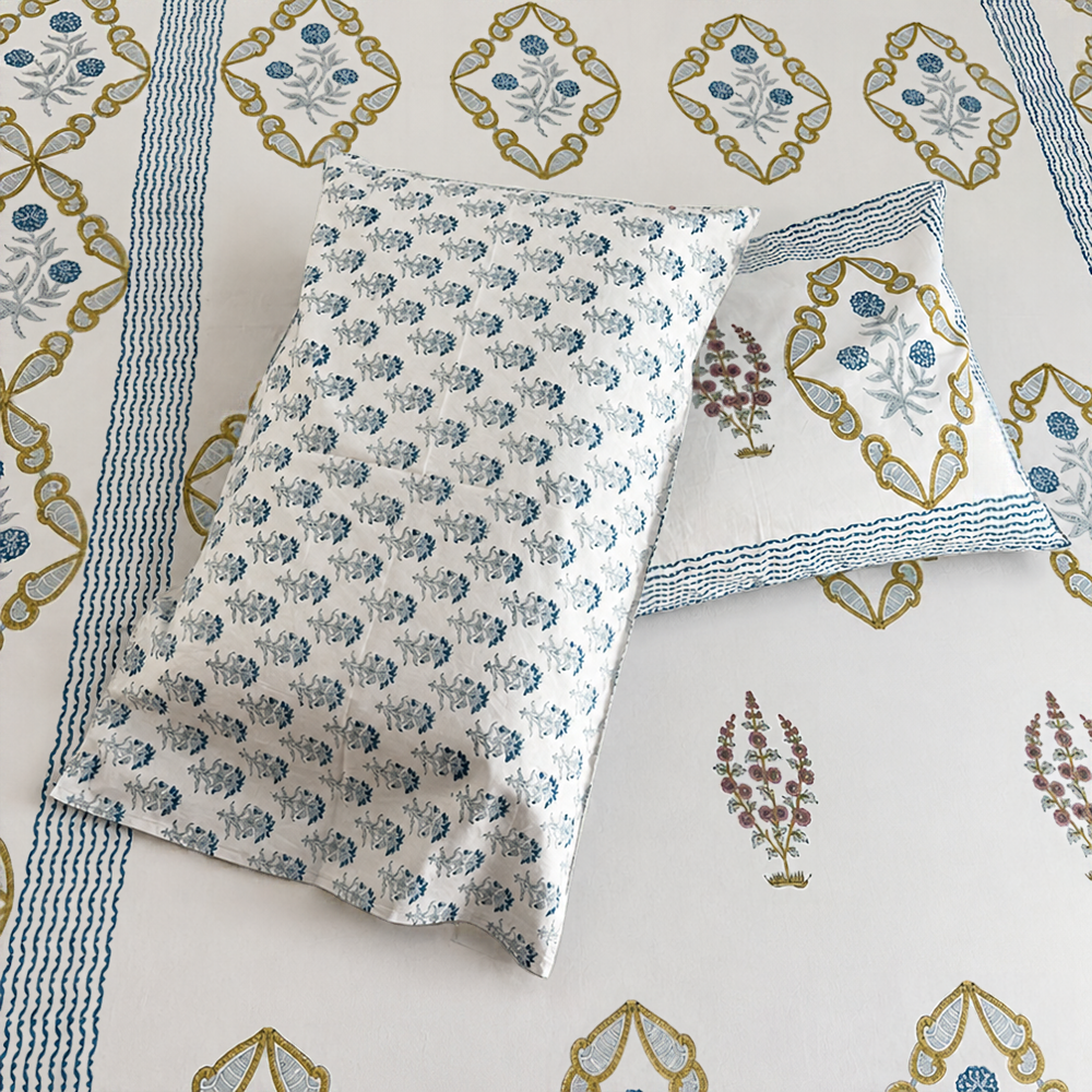 Jharokha Bagh Hand Block Cotton Bedsheet