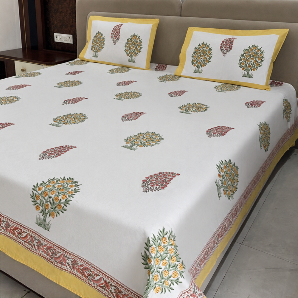 Amrit Bagh Hand Block Cotton Bedsheet