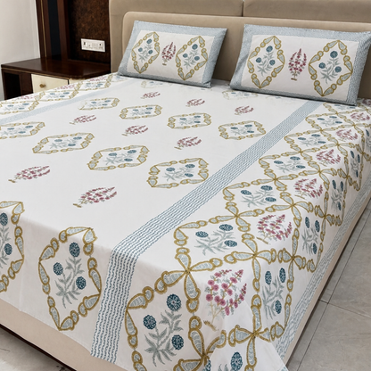 Jharokha Bagh Hand Block Cotton Bedsheet