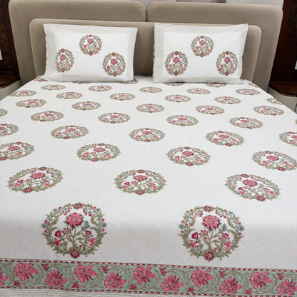 Pink City Mandal Hand Block Cotton Bedsheet