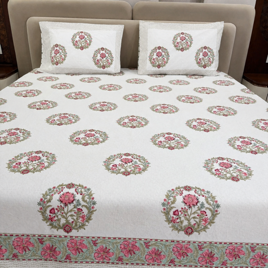 Pink City Mandal Hand Block Cotton Bedsheet