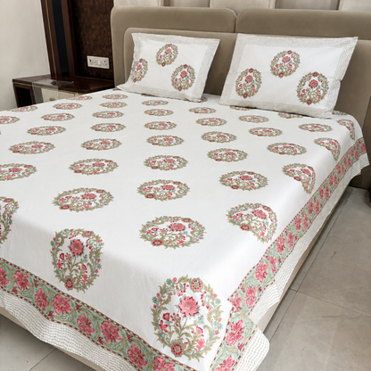 Pink City Mandal Hand Block Cotton Bedsheet