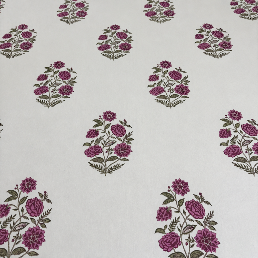 Rosevine Ivory Block Print Cotton Bedsheet