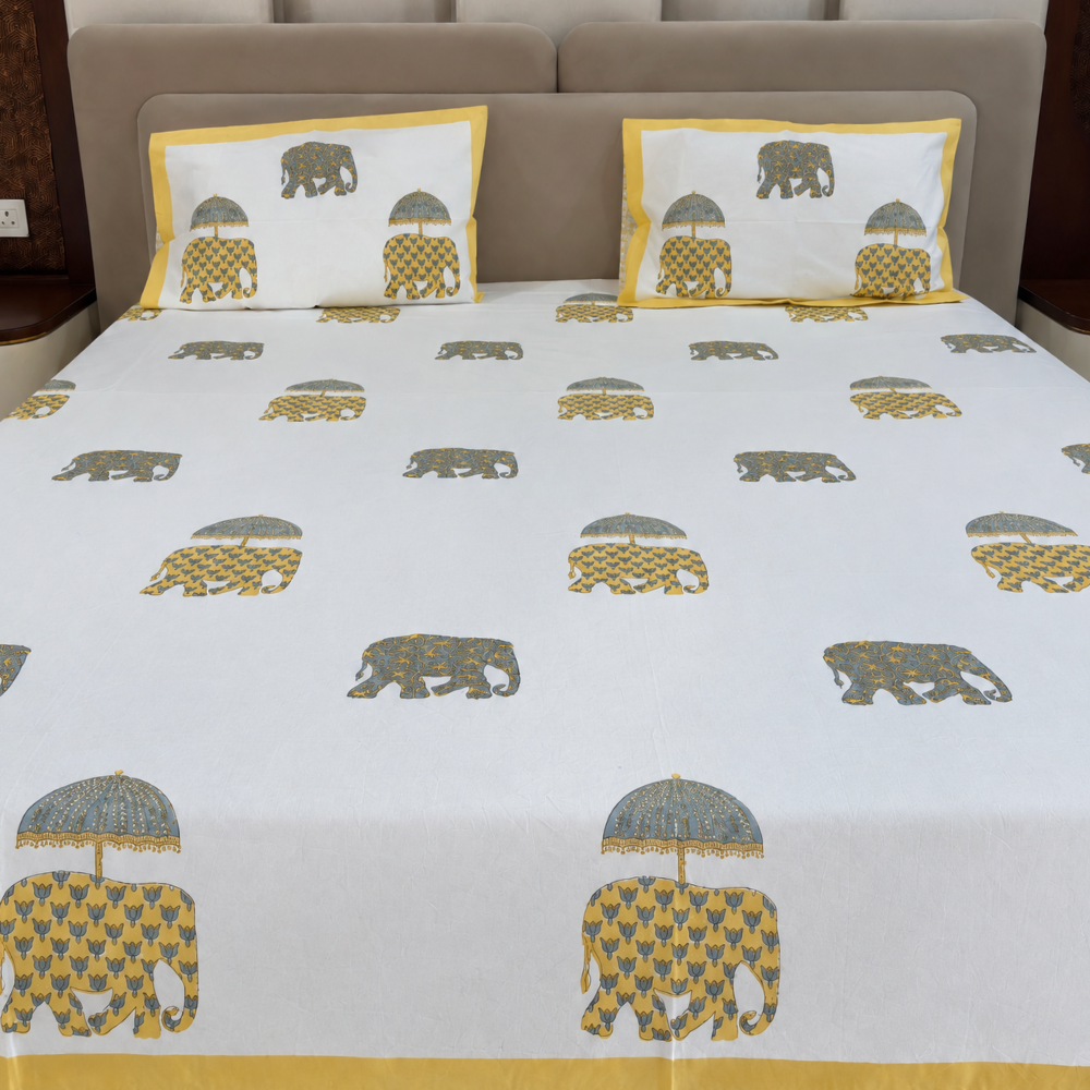 Royal Amer Sawari Hand Block Cotton Bedsheet