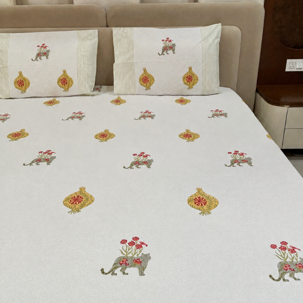 Royal Bagh hand block printed cotton bedsheet