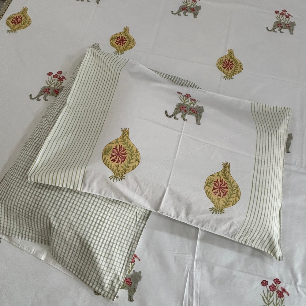 Royal Bagh hand block printed cotton bedsheet