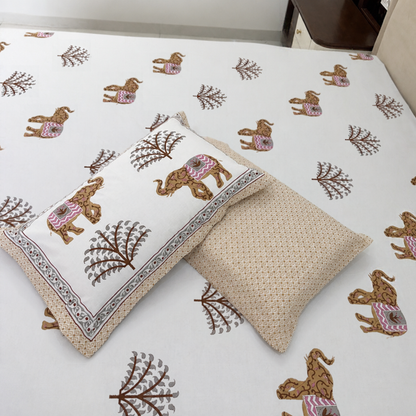 Royal Hathi Block Print Cotton Bedsheet